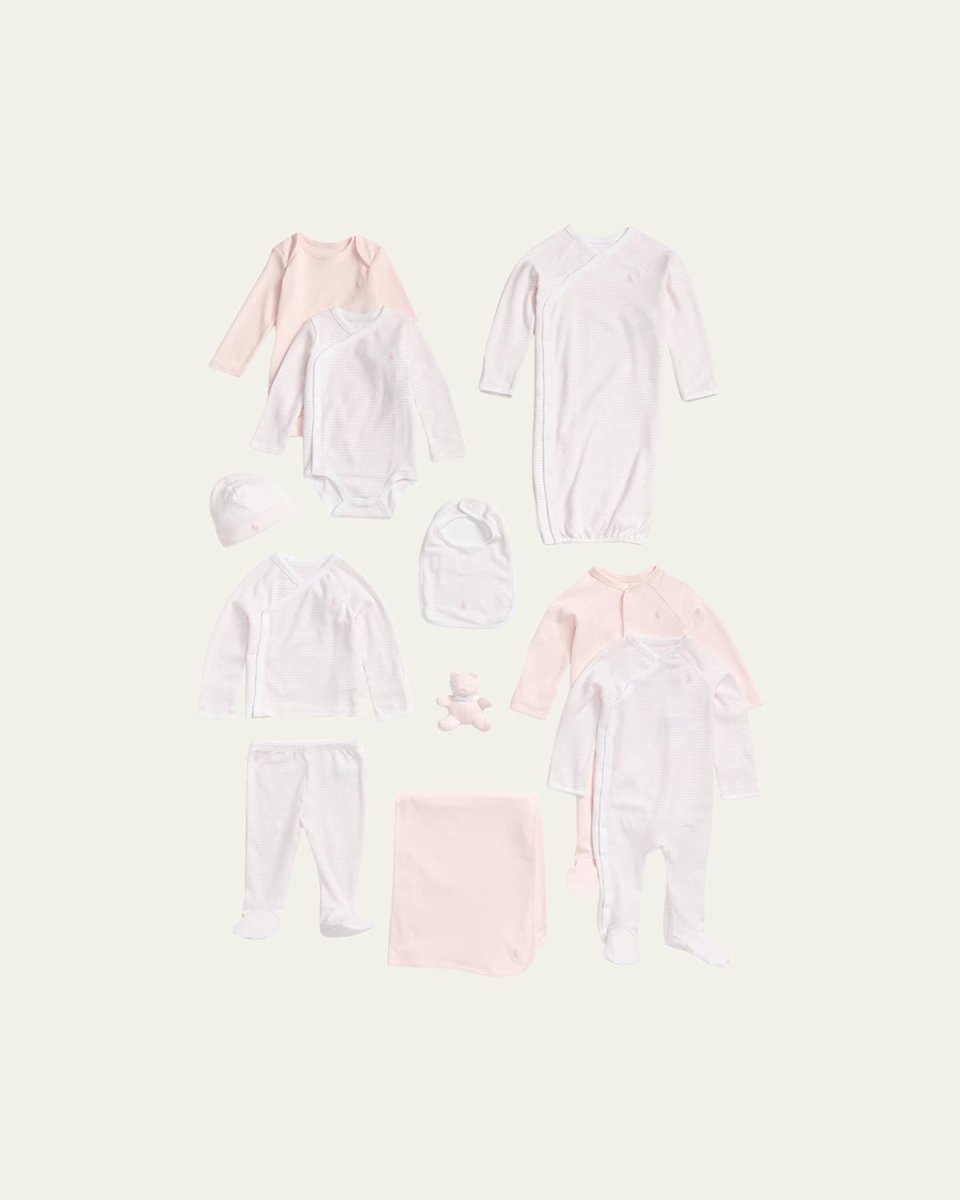 Girl's 11-Piece Organic Cotton Essential Gift Box Set, Size Newborn